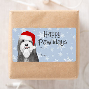 Etiqueta Collie Santa Navidades con barba desde regalo