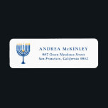 Etiqueta Color de agua azul festivo Menorah Hanukkah<br><div class="desc">Una etiqueta festiva de personalizable Hanukkah. Cuenta con ilustracion acuático de una menorah. Personalizar agregando nombres y direcciones.</div>