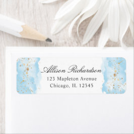 Etiqueta Color de agua azul purpurina dorado blanco