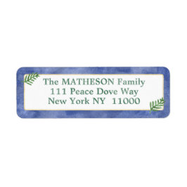 Etiqueta Color de agua azul real, verde, dorado simplicidad