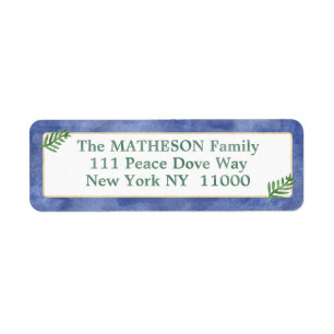 Etiqueta Color de agua azul real, verde, dorado simplicidad