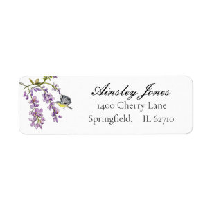 Etiqueta Color de agua de flores morado de la glicinia
