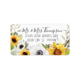 Etiqueta Color de agua floral de girasol amarillo blanco ol
