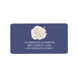 Etiqueta Color de agua floral de la peonía blanca azul
