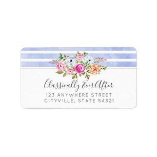 Etiqueta Color de agua floral rústico raya moderna Shabby C