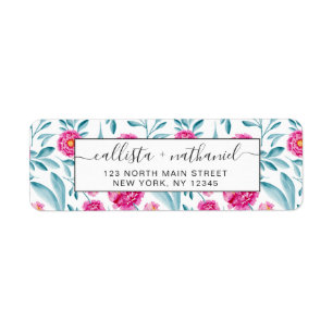 Etiqueta Color de agua Verde azulado rosa brillante Patrón 