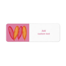 Etiqueta color rosa personalizado con plumas