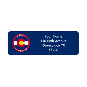 Etiqueta Colorado La Bandera Personalizada Del Estado Cente