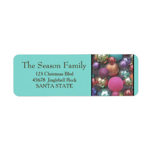 Etiqueta Colored ornaments Holiday Address Label