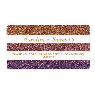 Etiqueta Colores arcoiris Ombre Purpurina dulce 16 Favor de