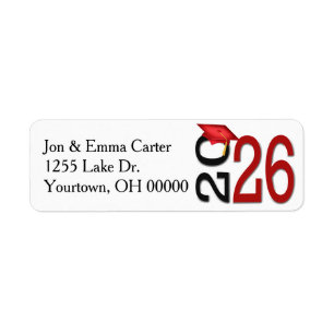 Etiqueta Colores de la escuela negra y roja de 2025