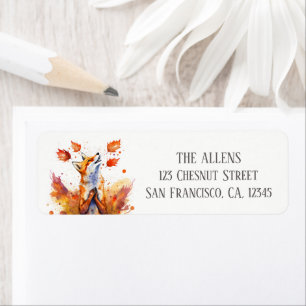 Etiqueta Colores de otoño acuarela Happy Fox Return Address