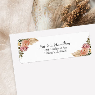 Etiqueta Colores Neutros Chic Boho Floral Boda
