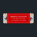 Etiqueta Colorful Christmas berries & winter greens border<br><div class="desc">Red Christmas berries and wintergreens holiday border watercolors illustration.
Red white and green.</div>