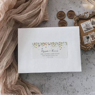 Etiqueta Colorful Dainty Wild Flowers Wedding RSVP Direcció