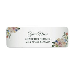 Etiqueta Colorful Floral Blue Wedding Party Return Address