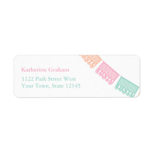Etiqueta Colorful Mexican Fiesta Party Return Address
