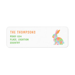 Etiqueta Colorful Watercolor Bunny Shape Cute Easter