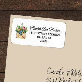 Etiqueta Colorida acuarela, flores y dirección de vegetació