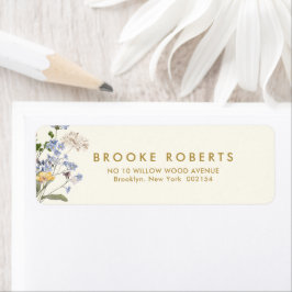 Etiqueta Colorida dirección de oro de la flor silvestre de