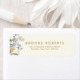 Etiqueta Colorida dirección de oro de la flor silvestre de 