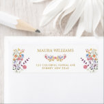 Etiqueta Colorida dirección de retorno del prado de flores<br><div class="desc">El diseño es alegre y cuenta con coloridas flores silvestres de color acuático mezcladas con vegetación exuberante. Utilice los campos de texto para personalizar las etiquetas con su propio texto y detalles. Si desea cambiar el estilo de letra, color o ubicación del texto, simplemente haga clic en el botón "Personalizar...</div>