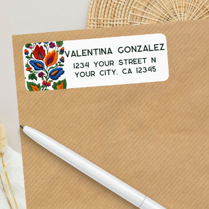 Etiqueta Colorida Fiesta Mexicana Arte Folclórico Bordado F