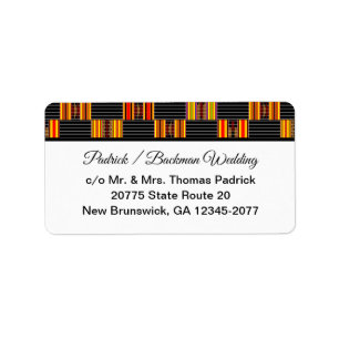 Etiqueta Colorida Kente Black Pinstripe K30 RSVP Retorno