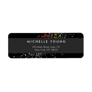 Etiqueta Colorido bokeh de Confetti en Black Modern