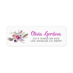 Etiqueta Colorido Bouquet Boho y plantilla moderna de tipog