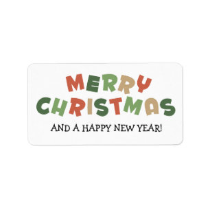 Etiqueta Colorido texto alegre Navidad feliz año nuevo
