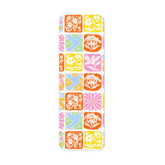Etiqueta Colorido Tile Floral Botánico Folk Whimsical