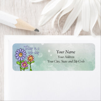 Etiqueta Colorido trío de flores de Doodle