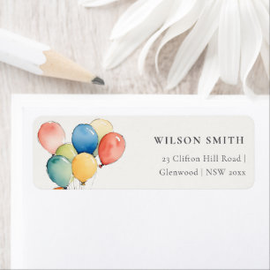 Etiqueta Coloridos globos rojos verdes amarillos se dirigen