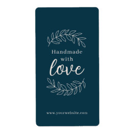 Etiqueta comercial azul petróleo Hecho a Mano Con 