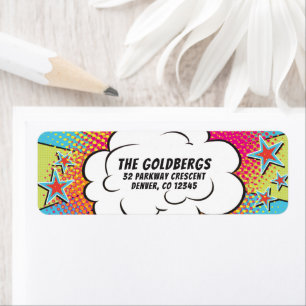 Etiqueta Comics Comic Book Bar o Bat Mitzvah Address