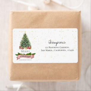Etiqueta Compañía Blanca Purpurina de Purpurina de Navidad
