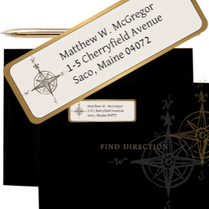 Etiqueta Compass Personalizado Dirección de devolución del