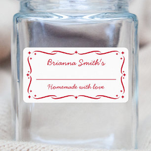 Etiqueta Completo de cocina de horneado rojo blanco festivo