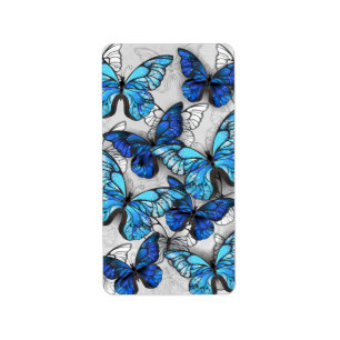 Etiqueta Composición de las mariposas blancas y azules