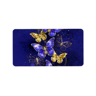 Etiqueta Composition with Sapphire Butterflies