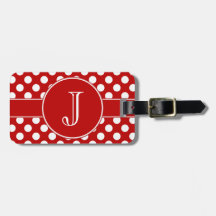 Etiqueta con monograma del equipaje del lunar rojo