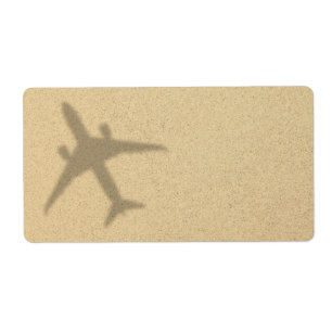 Etiqueta Concepto de vacaciones. Playa De Arena Con Avión D