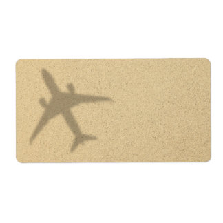 Etiqueta Concepto de vacaciones. Playa De Arena Con Avión D