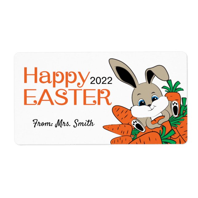 Etiqueta Conejito de Pascua con garrapatas con tu nombre (Frente)