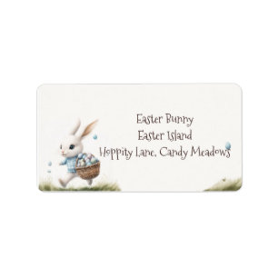 Etiqueta Conejo blanco de acuarela Pascua