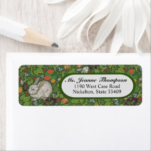 Etiqueta Conejo blanco vintage victoriano en el jardín