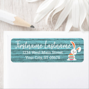 Etiqueta Conejo de Pascua Feliz personalizado con Huevo de 