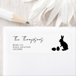 Etiqueta Conejo de Pascua Silueta Negra y Blanca Minimalist