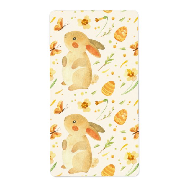 Etiqueta Conejo de Pascua y Mariposas (Frente)